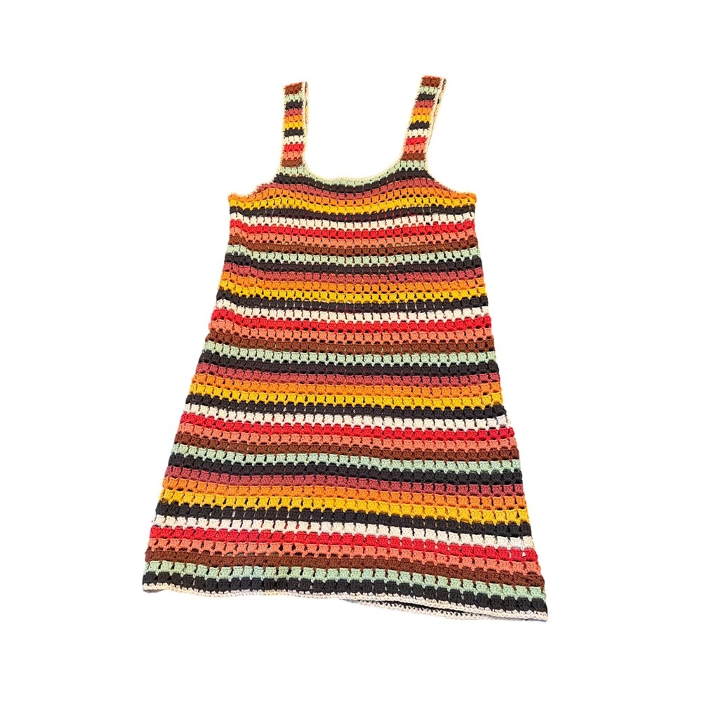 Marine Layer Crochet Stripe Mini Dress in Red, Yellow, Green, Black, Pink